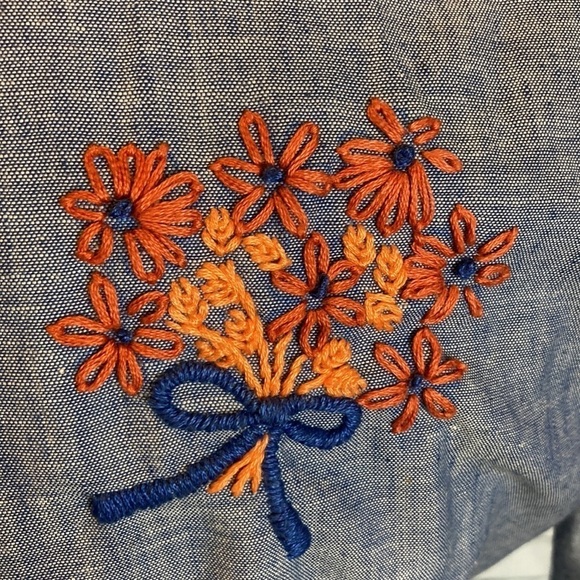 Levi’s Embroidered Chambray Shirt Vintage 70s S Hippie Western Cowboy Rockabilly - Picture 10 of 16